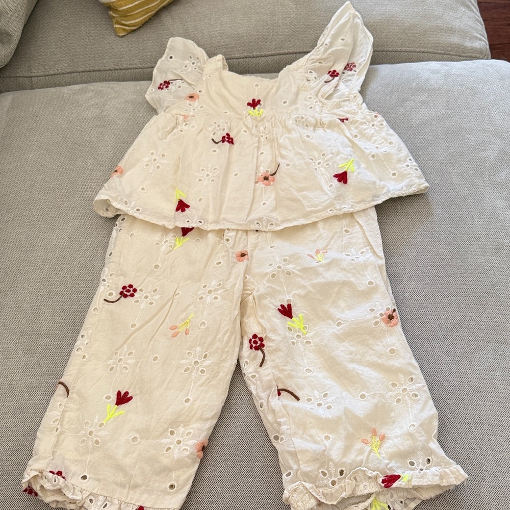 Zara Kids Cream Floral Matching Set